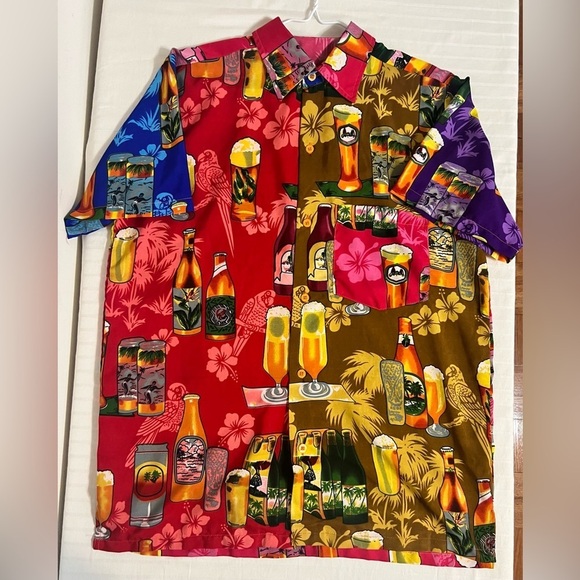 VHO Funky Hawaiian Beer Short Sleeve Button Down Shirt Medium R1 - Picture 4 of 13